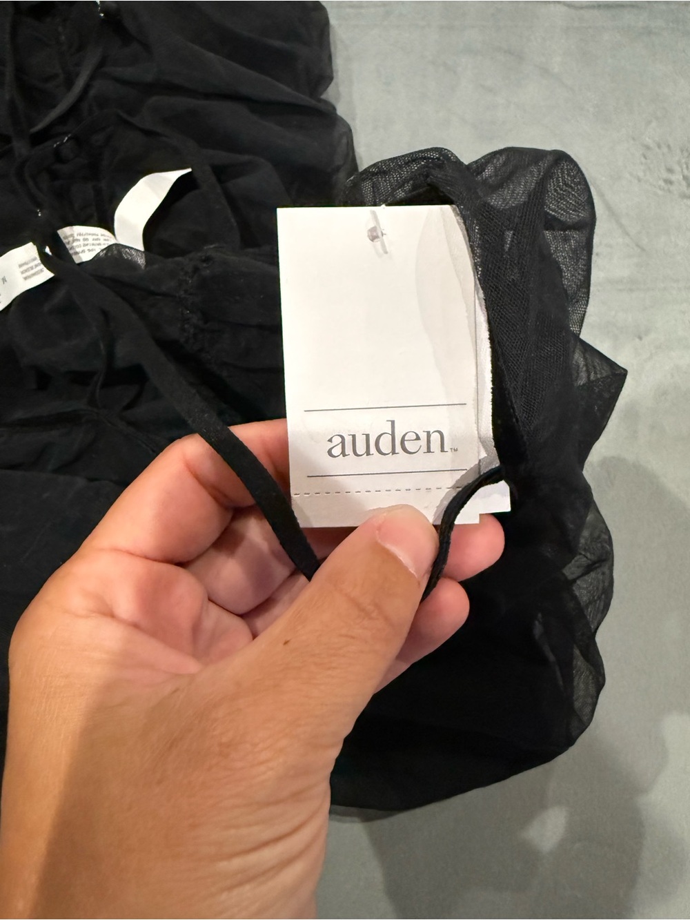 Auden Black Ruched Sheer Midi Dress - Picture 3 of 4